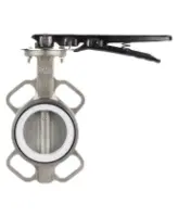 Затвор дисковый поворотный DN.ru WBV3232P-2W-Fb-H Ду125 Ру16 межфланцевый, корпус - нержавеющая сталь 316L, диск - нержавеющая сталь 316L, уплотнение - PTFE, с рукояткой, квадрат 14х14, F07