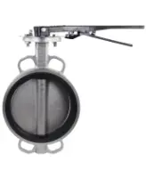 Затвор дисковый поворотный DN.ru WBV3232N-2W-Fb-H Ду200 Ру16 межфланцевый, корпус - нержавеющая сталь 316L, диск - нержавеющая сталь 316L, уплотнение - NBR, с рукояткой, квадрат 17х17, F10