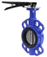 Затвор дисковый поворотный DN.ru WBV3432E-2W-Fb-H Ду80 Ру16 межфланцевый, корпус - углеродистая сталь WCB, диск - нержавеющая сталь 316L, уплотнение - EPDM, с рукояткой, квадрат 9х9, F05